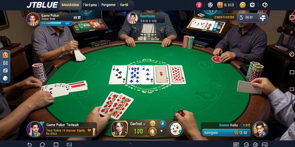 Screenshot utama JTBLUE menampilkan gameplay Poker yang seru dan interaktif.