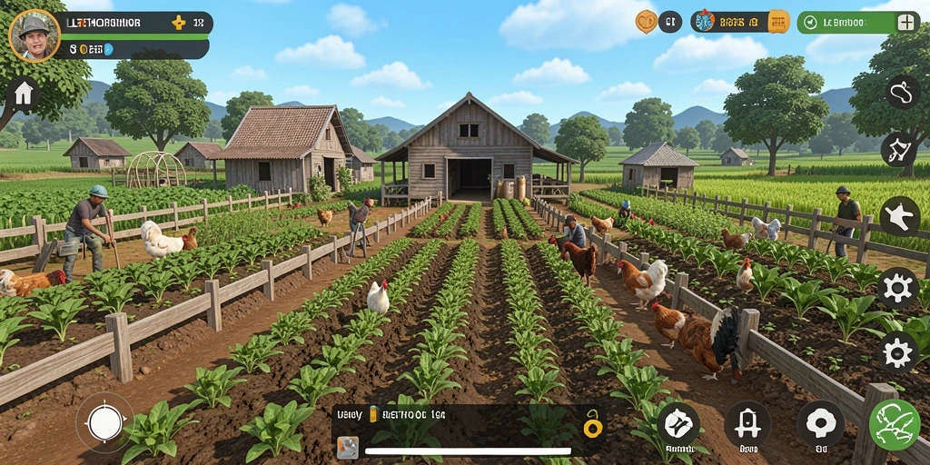Screenshot LETSTHOR menunjukkan gameplay pertanian yang menarik dan interaktif.