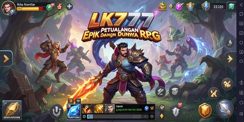 Screenshot utama LK777 menampilkan aksi seru dalam pertempuran RPG.