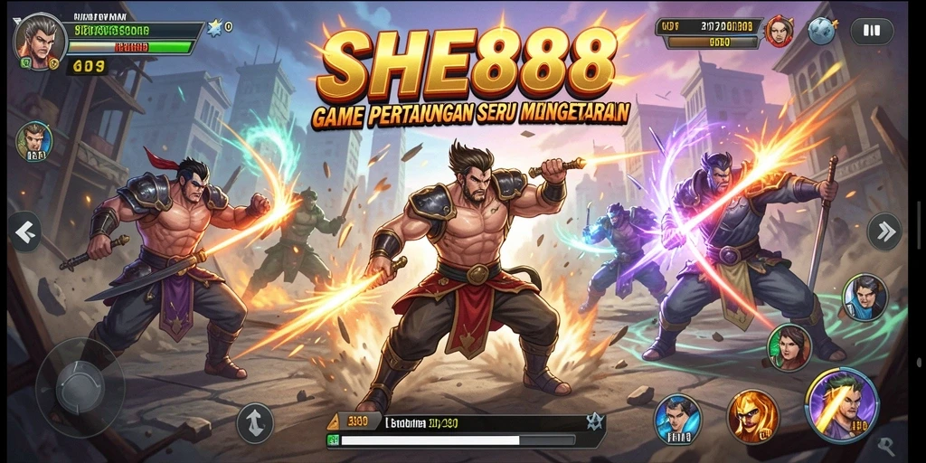 Tampilan gameplay intens dari pertarungan di SHE888.
